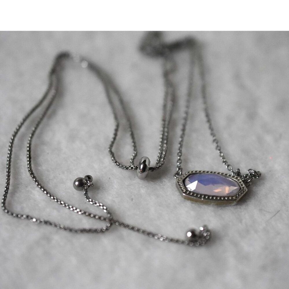 Victorian Silver Tone Snake Adjustable Length Chain Iridescent Stone Necklace